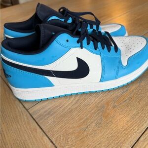 Nike Air Jordan 1 Sky Blue and White Low-Top Sneakers